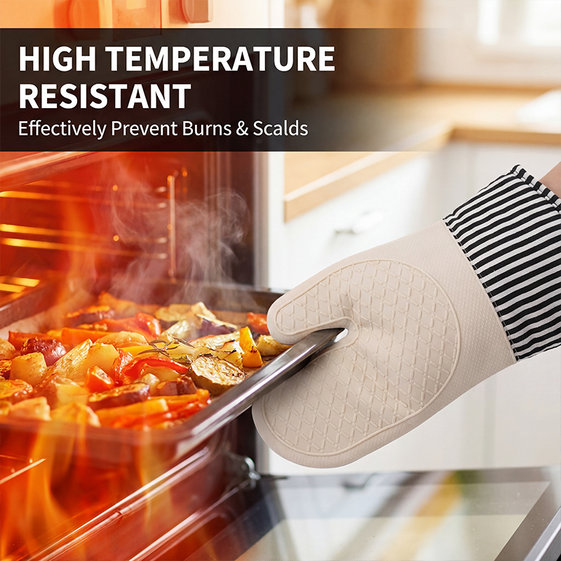 Oven Mitt Silicone - Anti-scald Silicone Gloves Heat Resistant Microwave