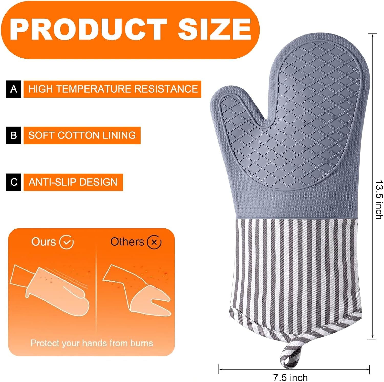 Silicone Oven Mitts, 500°F Hea - đánh giá và giá Oven Mitt Silicone