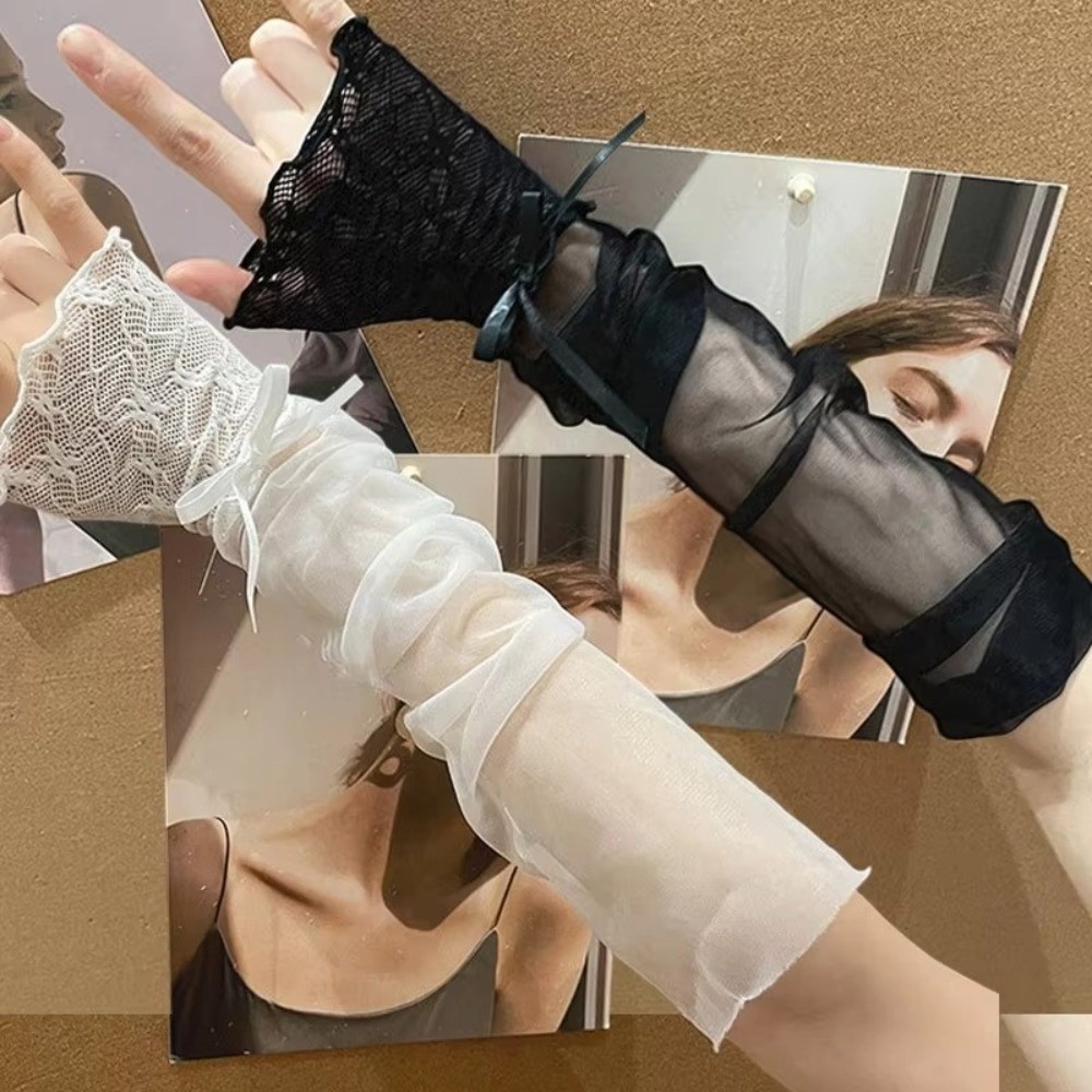 Y2K Lace Ruffle Mesh Gloves Sh - đánh giá và giá Fingerless Glove Knit