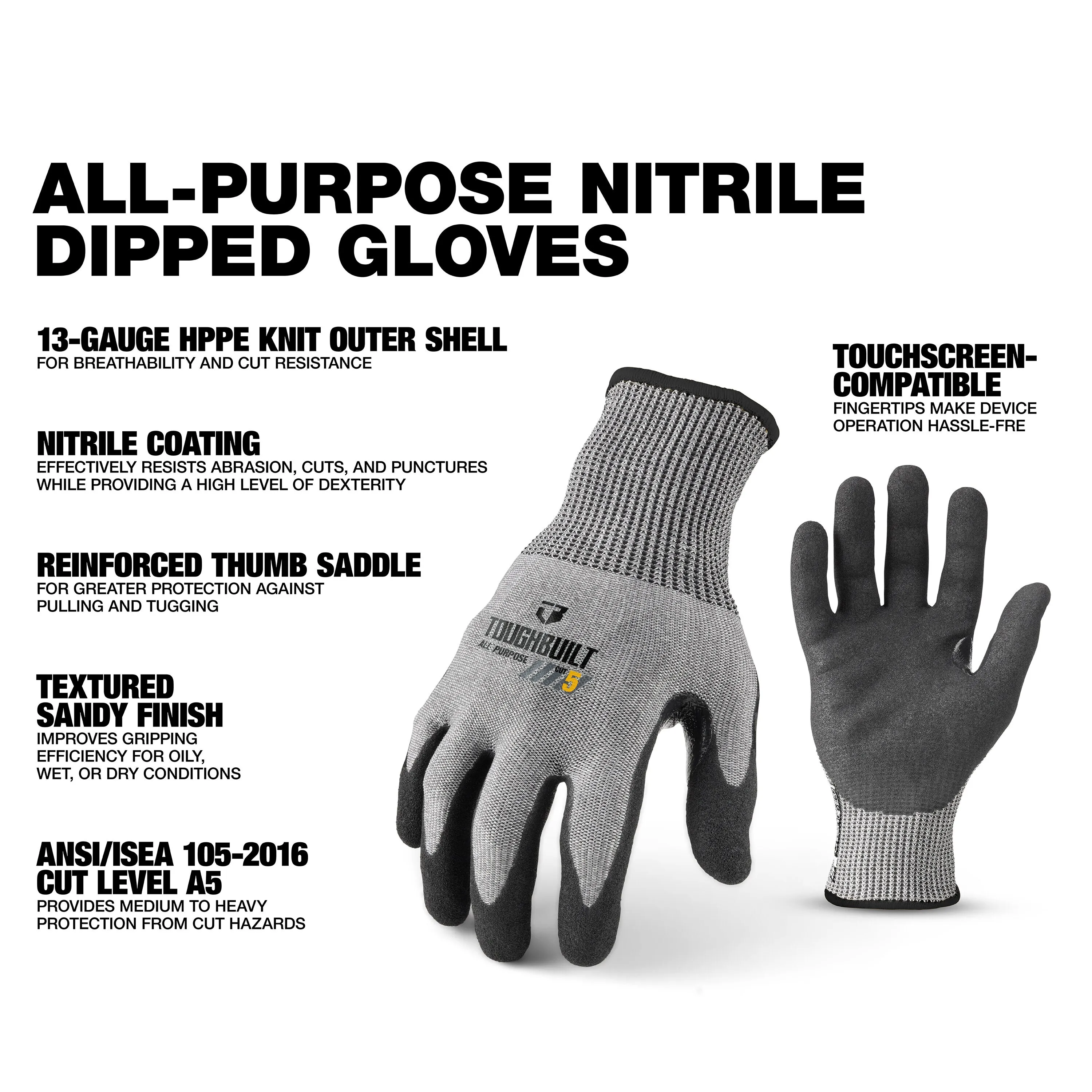 TOUGHBUILT TB-P2-112-5-L Nitri - đánh giá và giá Nitrile Mechanic Glove