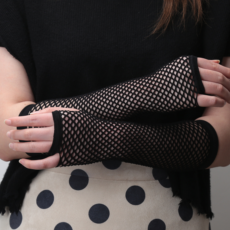 New black Fishnet Fingerless L - đánh giá và giá Fingerless Glove Knit