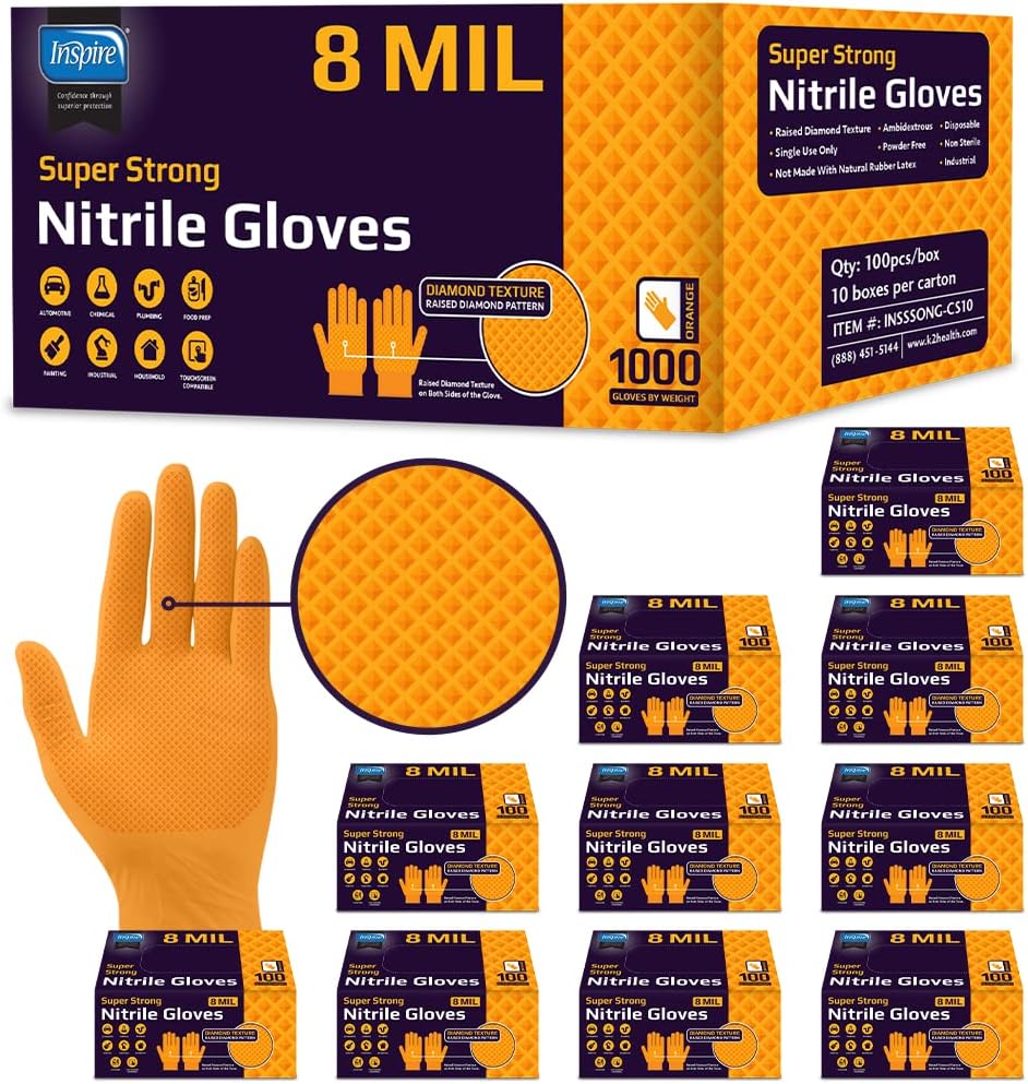 Heavy Duty Orange Nitrile Glov - đánh giá và giá Nitrile Mechanic Glove