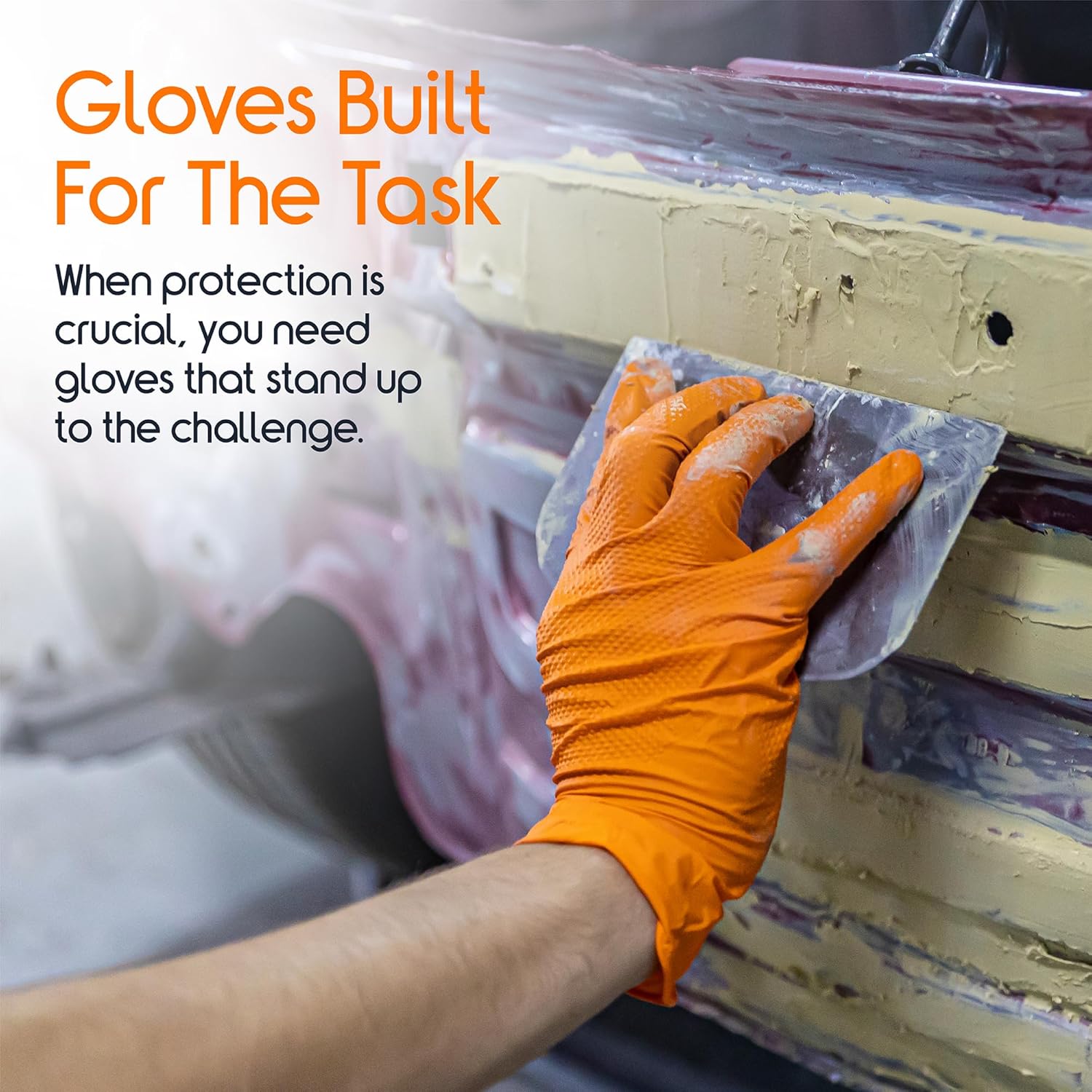 Heavy Duty Orange Nitrile Glov - đánh giá và giá Nitrile Mechanic Glove