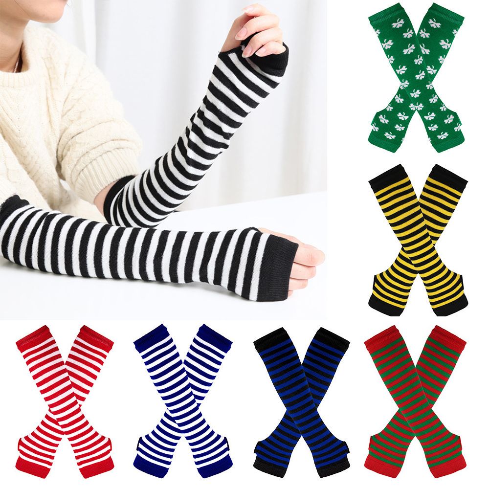 Striped Knitted Handschoenen L - đánh giá và giá Fingerless Glove Knit
