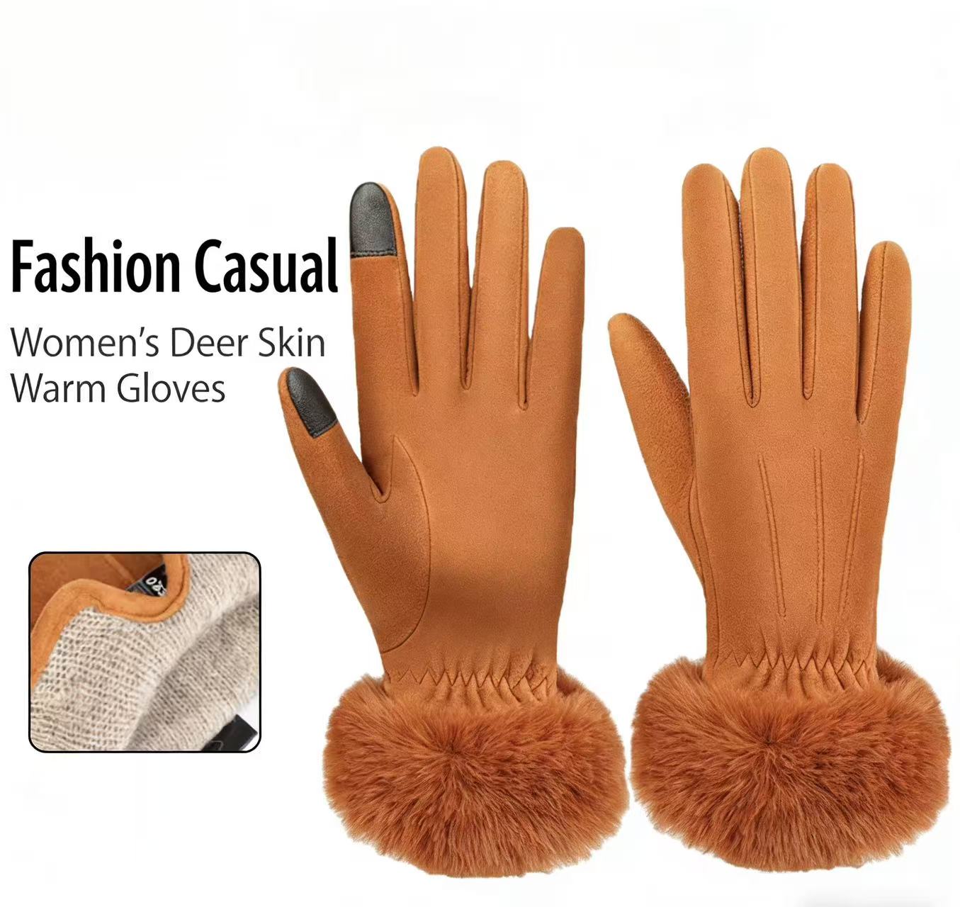Women's Deerskin Warm Gloves A - đánh giá và giá Wool Glove Lined