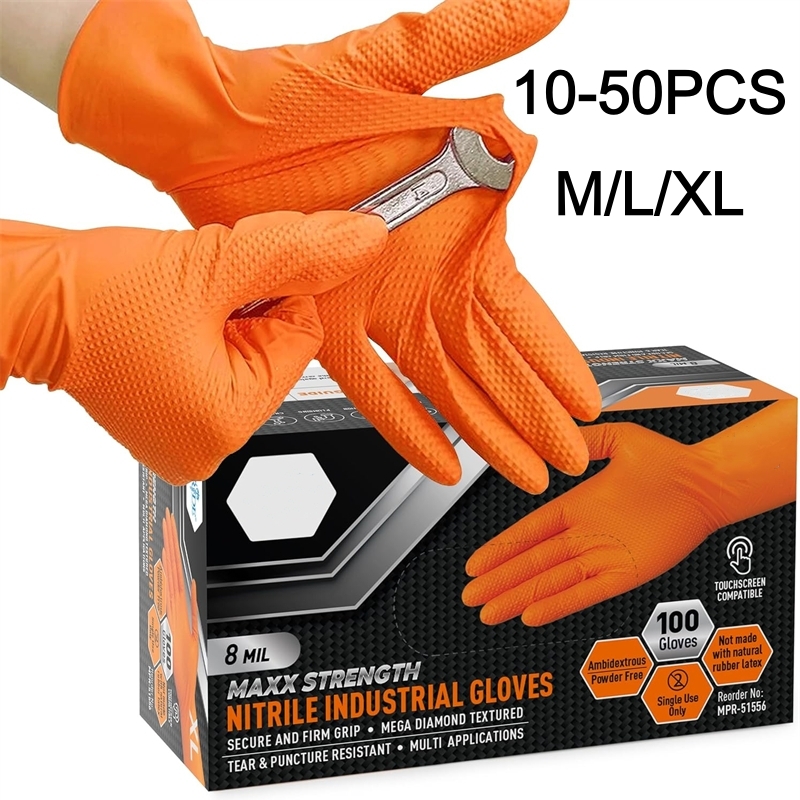 Heavy Duty Orange Nitrile Glov - đánh giá và giá Nitrile Mechanic Glove