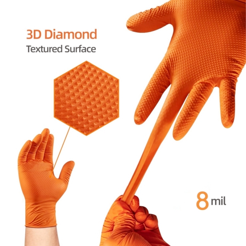 Heavy Duty Orange Nitrile Glov - đánh giá và giá Nitrile Mechanic Glove