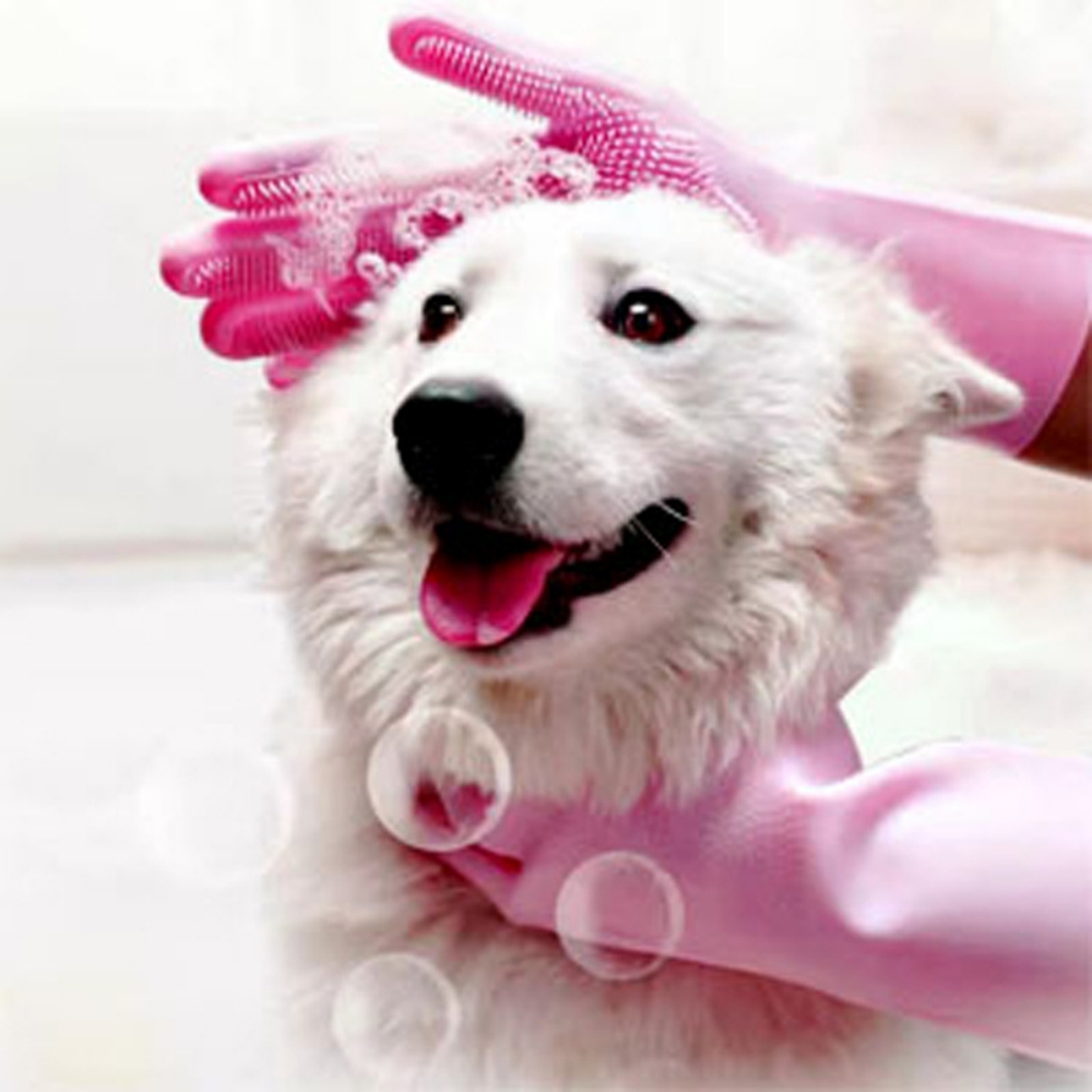 Pet Grooming Gloves for Dogs A - đánh giá và giá Rubber Glove Cleaning