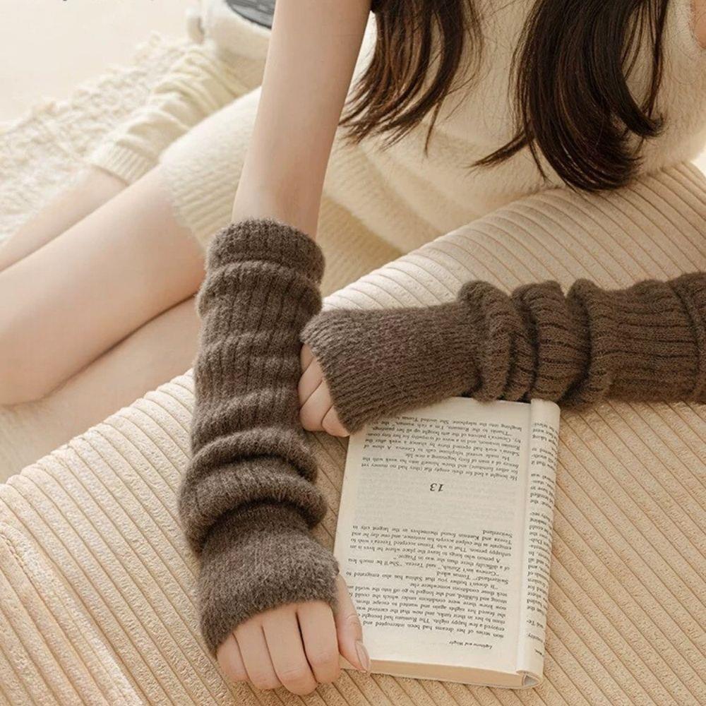 Mink Fleece Winter Women Knitt - đánh giá và giá Fingerless Glove Knit